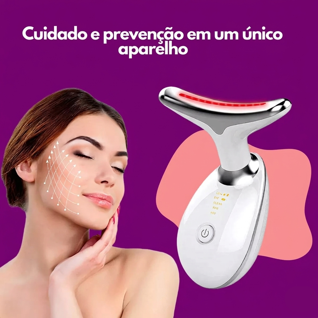 Massageador Facial Lifting com LED - Pele Mais Fina e Jovem